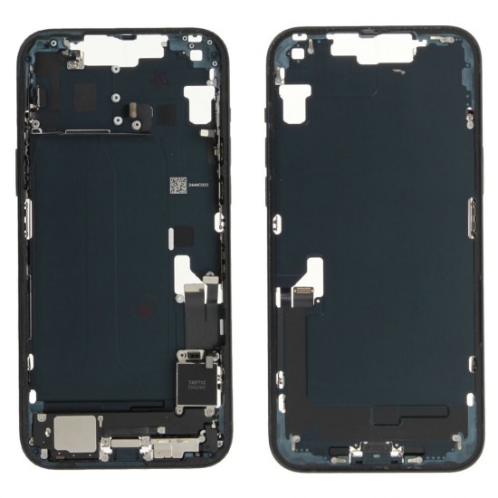 Rear cover incl. small parts (Pulled A) - Black, For iPhone 14 Plus