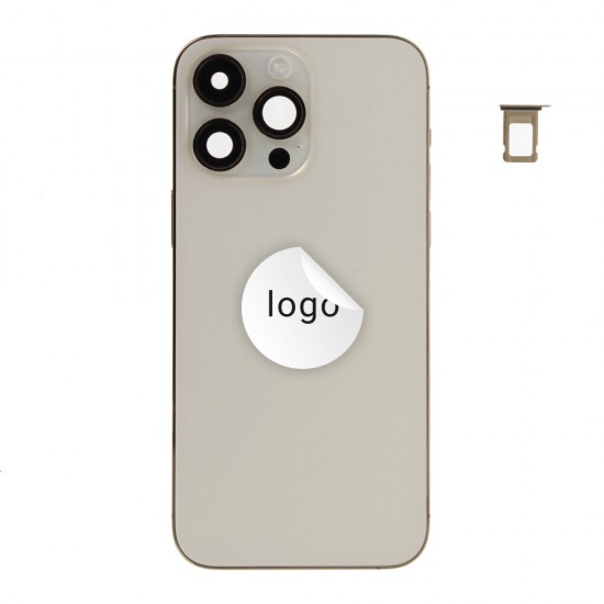 Rear cover incl. small parts (Pulled C) - Gold, For iPhone 14 Pro Max