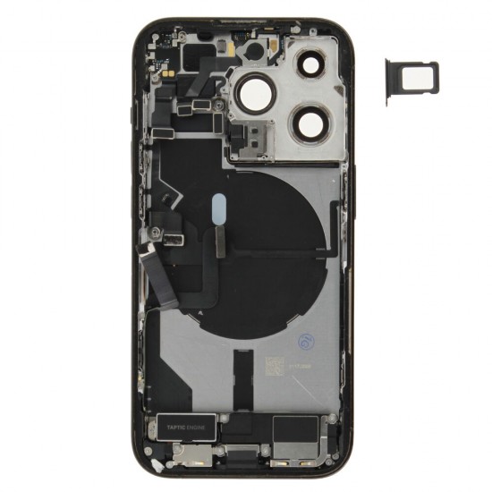 Rear cover incl. small parts (Pulled A) - Black, For iPhone 14 Pro Rear cover incl. small parts (Pulled A) - Black, For iPhone 14 Pro