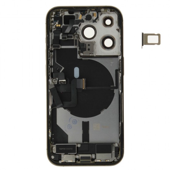 Rear cover incl. small parts (Pulled C) - Gold, For iPhone 14 Pro