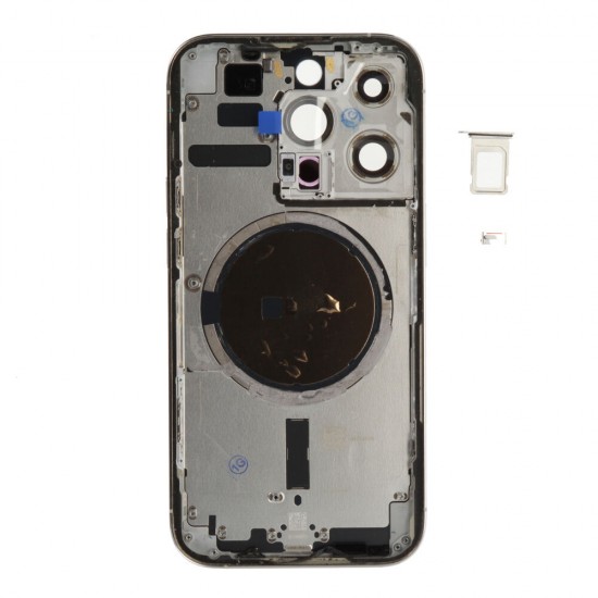 Rear cover excl. small parts (Pulled A) - Silver, For iPhone 14 Pro Rear cover excl. small parts (Pulled A) - Silver, For iPhone 14 Pro