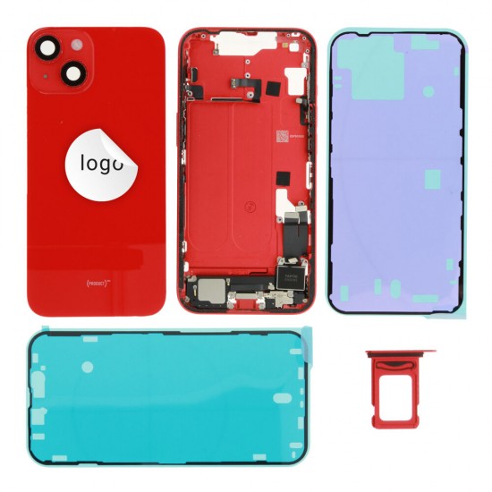 Rear cover incl. small parts (Pulled A) - Red, For iPhone 14