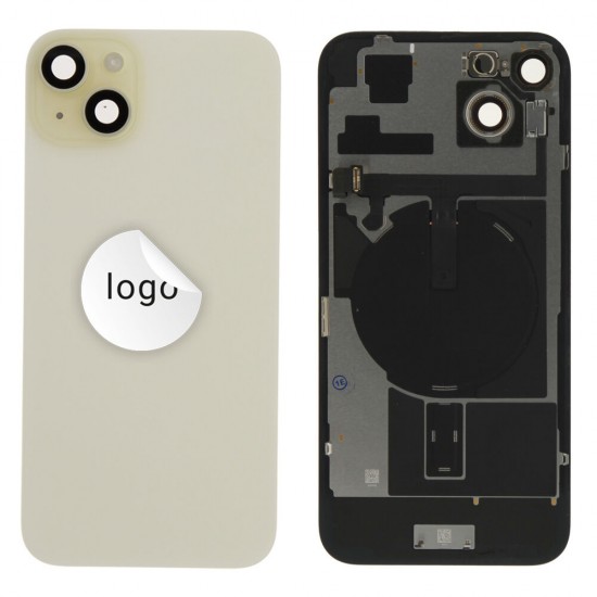 Rear cover incl. small parts (Pulled A) - Yellow, For iPhone 15 Plus