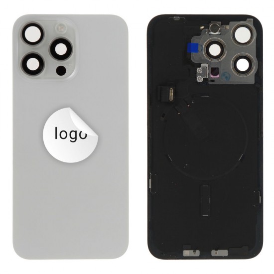 Back glass (Pulled B) - White, For iPhone 15 Pro Max