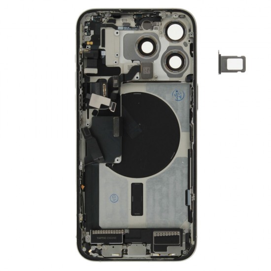 Rear cover incl. small parts (Pulled A) - White, For iPhone 15 Pro Max Rear cover incl. small parts (Pulled A) - White, For iPhone 15 Pro Max
