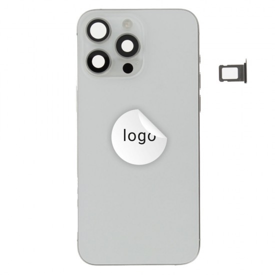 Rear cover incl. small parts (Pulled A) - White, For iPhone 15 Pro Max Rear cover incl. small parts (Pulled A) - White, For iPhone 15 Pro Max