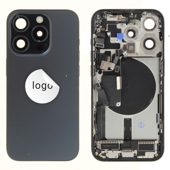 Rear cover incl. small parts (Pulled A) - Blue, For iPhone 15 Pro