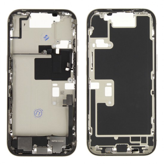 Middle frame incl. small parts (Pulled C) - Grey, For iPhone 16 Pro Middle frame incl. small parts (Pulled C) - Grey, For iPhone 16 Pro