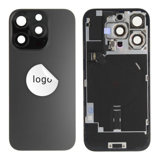 Back glass (Pulled B) - Black, For iPhone 16 Pro