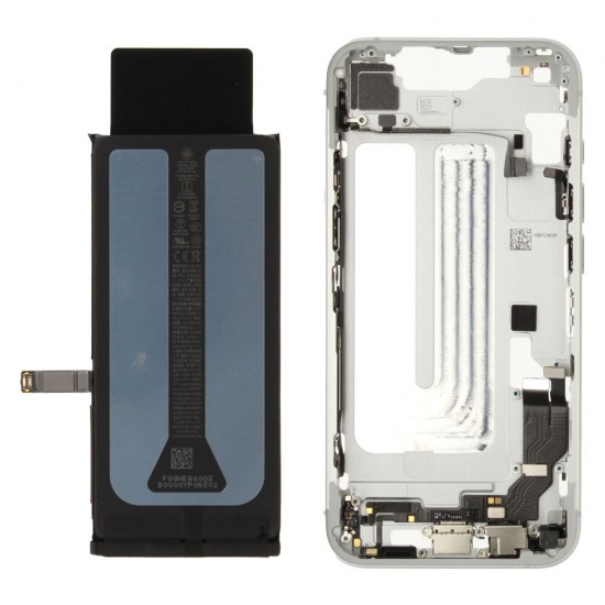 Middle frame incl. battery (Original) - White, Apple iPhone 16e