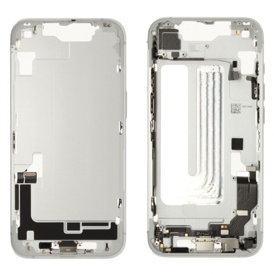Middle frame incl. battery (Original) - White, Apple iPhone 16e