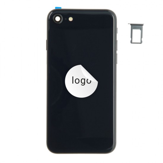 Rear cover incl. small parts (Pulled C) - Black, For iPhone SE (2022)