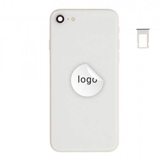 Rear cover incl. small parts (Pulled C) - White, For iPhone SE (2022)