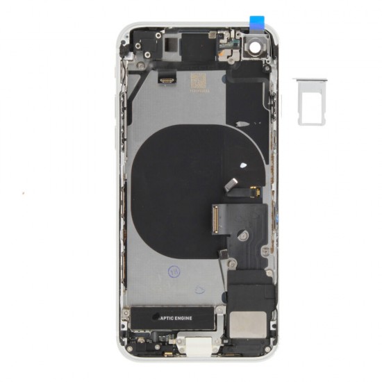 Rear cover incl. small parts (Pulled C) - White, For iPhone SE (2022)