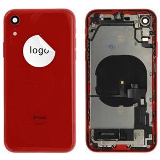 Rear cover incl. small parts (Pulled C) - Red, For iPhone XR