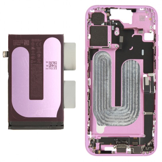 Middle frame incl. battery (Original) - Pink, Apple iPhone 16 Plus