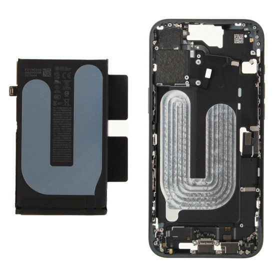 Middle frame incl. battery (Original) - Black, Apple iPhone 16 Plus