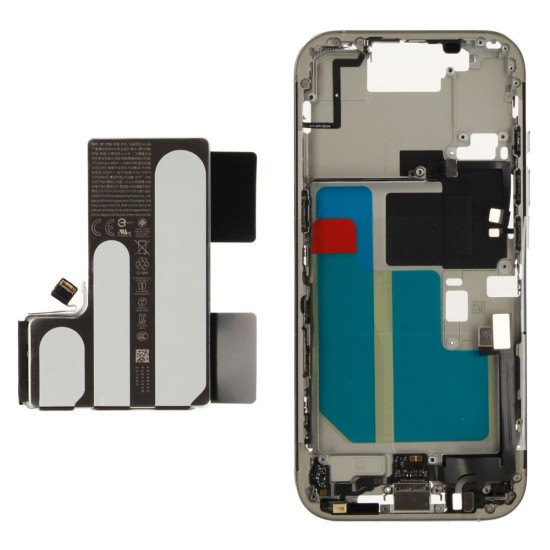 Middle frame incl. battery (Original) - White Titanium, Apple iPhone 16 Pro