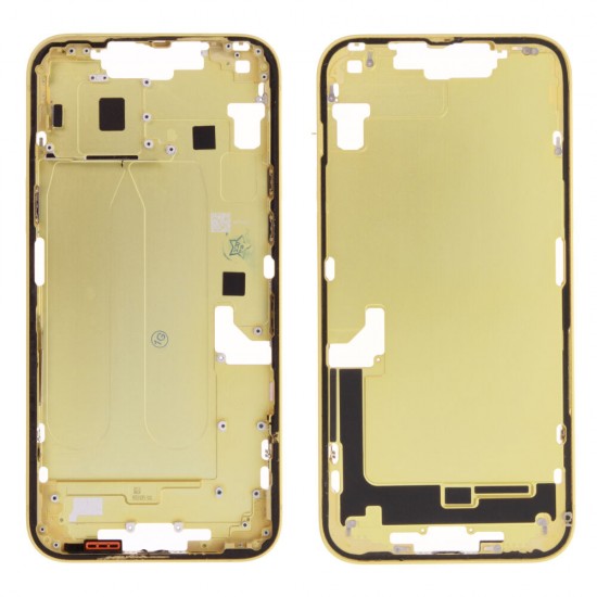 Middle frame excl. small parts (Pulled A)  - Yellow, For iPhone 14 Plus