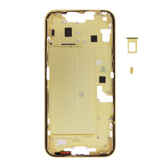 Middle frame excl. small parts (Pulled A)  - Yellow, For iPhone 14 Plus