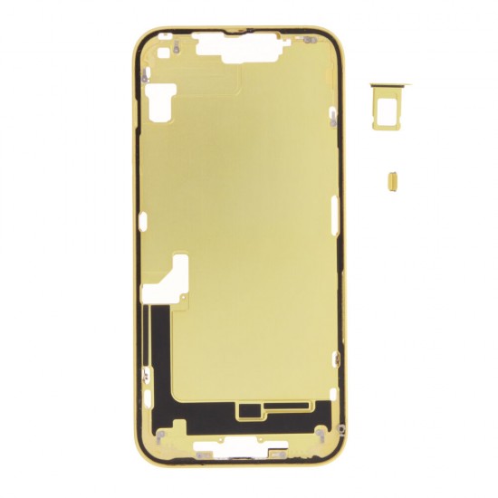 Middle frame excl. small parts (Pulled A)  - Yellow, For iPhone 14 Plus
