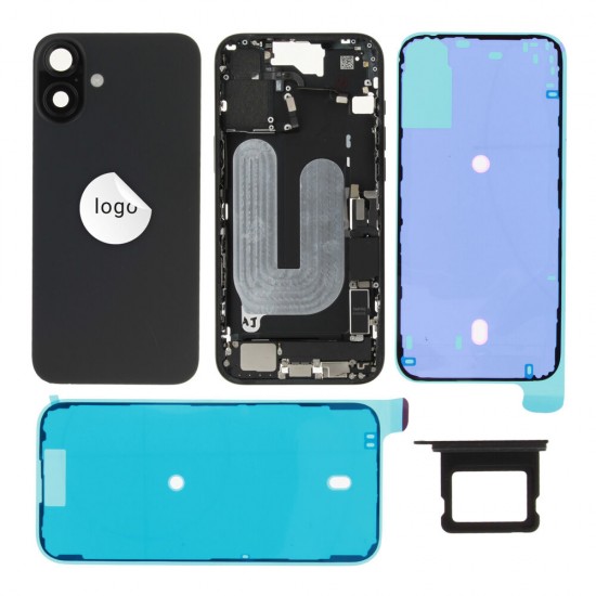 Rear cover incl. small parts (Pulled B) - Black, For iPhone 16 Plus Rear cover incl. small parts (Pulled B) - Black, For iPhone 16 Plus