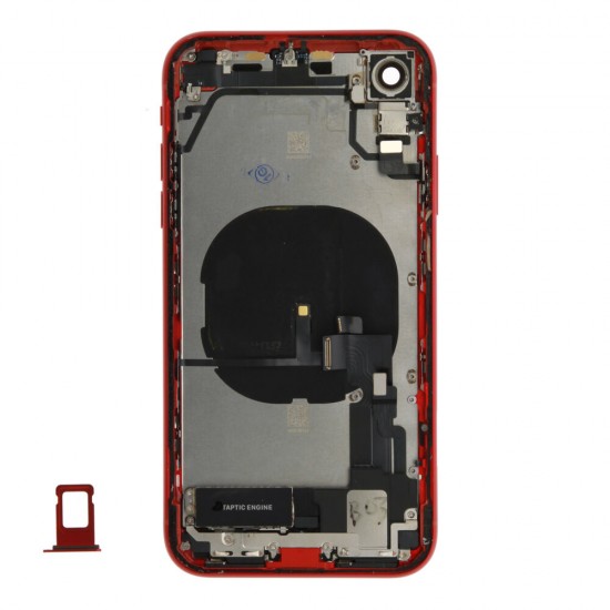 Rear cover incl. small parts (Pulled B) - Red, For iPhone XR