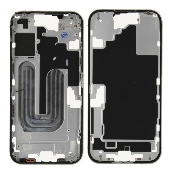 Middle frame excl. small parts (Pulled A)  - White, For iPhone 16