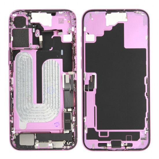Rear cover incl. small parts (Pulled B) - Pink, For iPhone 16 Plus