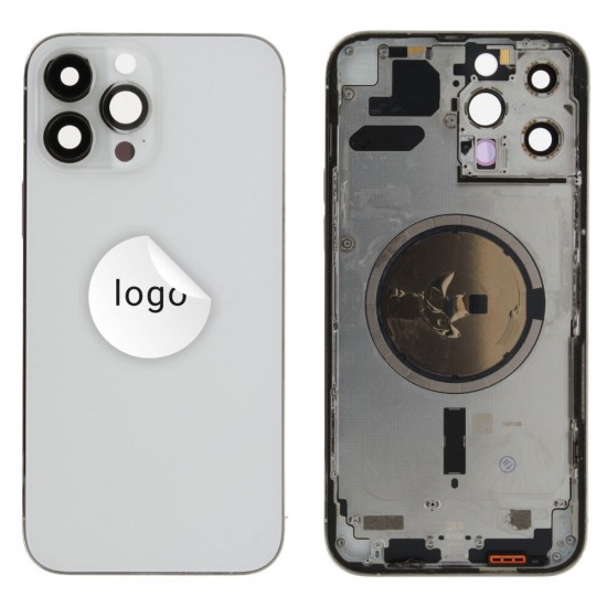 Rear cover excl. small parts (Pulled A) - Silver, For iPhone 13 Pro Max