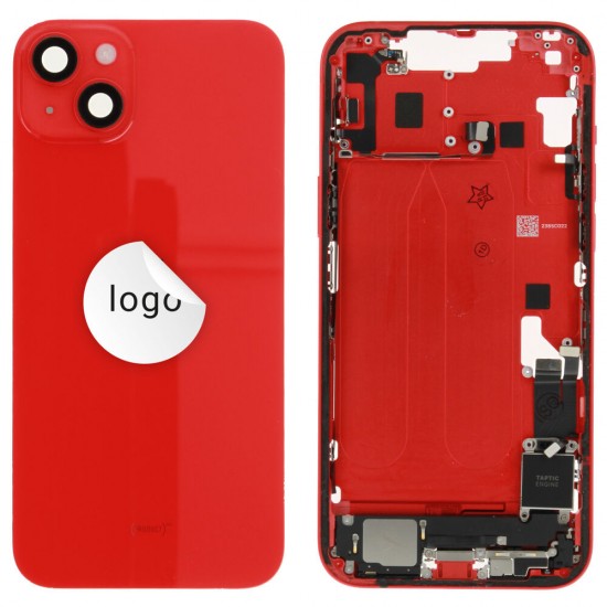 Rear cover incl. small parts (Pulled C) - Red, For iPhone 14 Plus