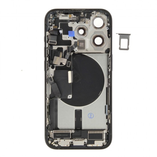 Rear cover incl. small parts (Pulled C) - Blue, For iPhone 15 Pro