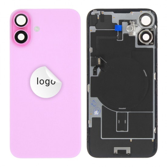 Rear cover incl. small parts (Pulled C) - Pink, For iPhone 16 Plus