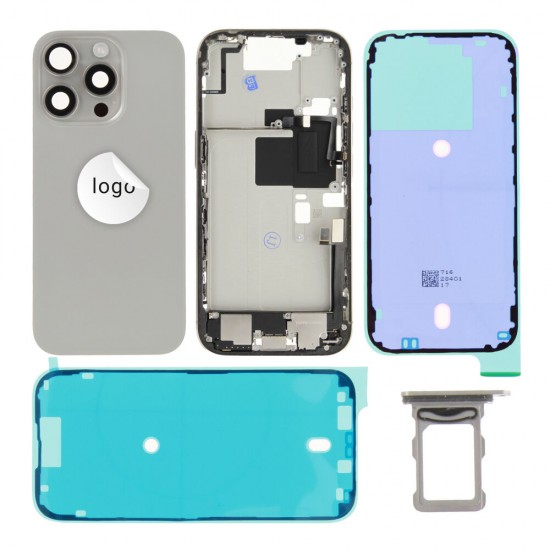 Rear cover incl. small parts (Pulled B) - Grey, For iPhone 16 Pro Rear cover incl. small parts (Pulled B) - Grey, For iPhone 16 Pro