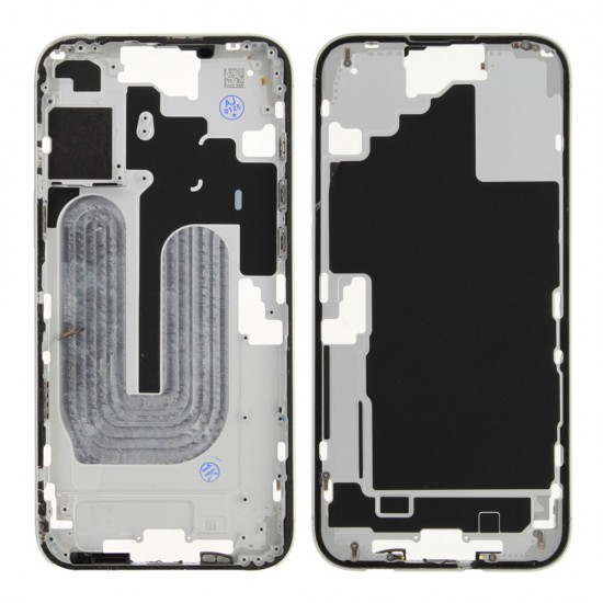 Rear cover excl. small parts (Pulled A) - White, For iPhone 16 Plus