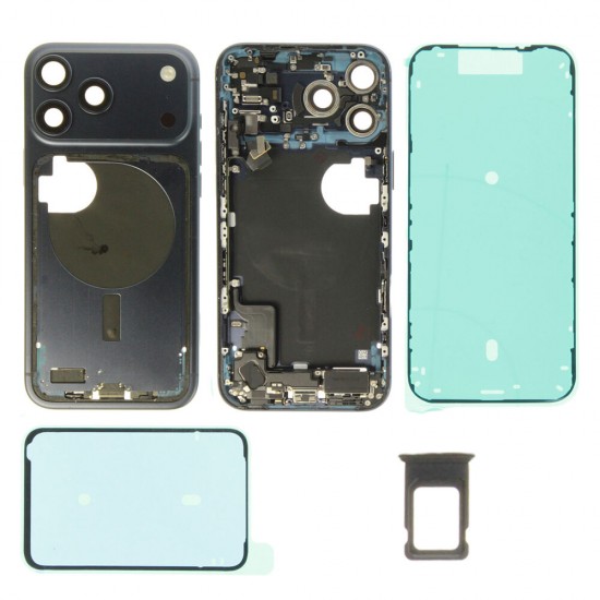 Middle frame incl. small parts (Pulled B)  - Dark Blue, For iPhone 17 Pro Max