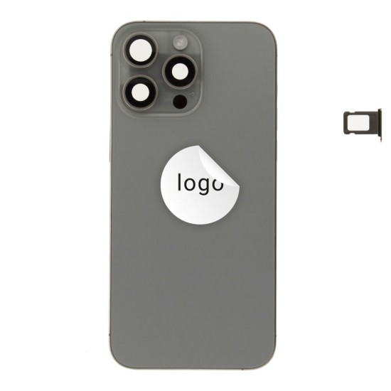 Rear cover excl. small parts (Pulled A) - Grey, For iPhone 15 Pro Max Rear cover excl. small parts (Pulled A) - Grey, For iPhone 15 Pro Max