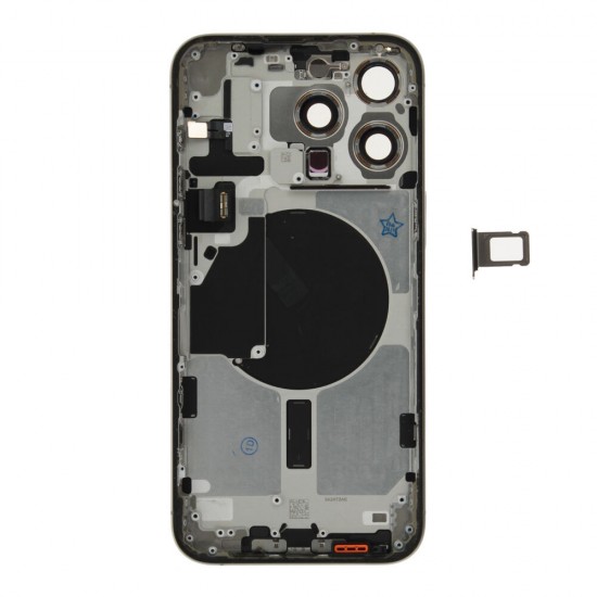 Rear cover excl. small parts (Pulled A) - Grey, For iPhone 15 Pro Max Rear cover excl. small parts (Pulled A) - Grey, For iPhone 15 Pro Max