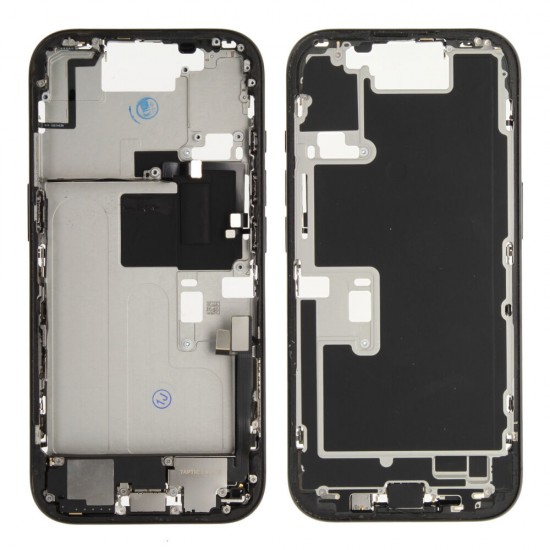 Middle frame incl. small parts (Pulled B)  - Black, For iPhone 16 Pro