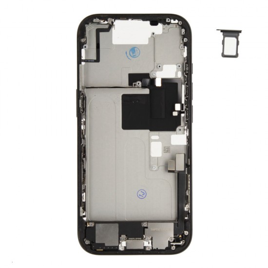 Middle frame incl. small parts (Pulled B)  - Black, For iPhone 16 Pro