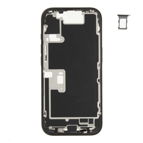 Middle frame incl. small parts (Pulled B)  - Black, For iPhone 16 Pro