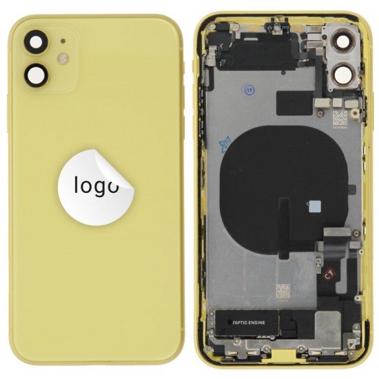 Rear cover incl. small parts (Pulled C) - Yellow, For iPhone 11