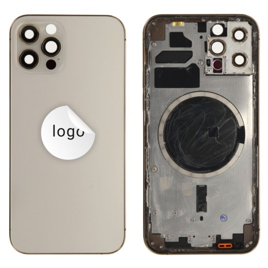 Rear cover excl. small parts (Pulled A) - Gold, For iPhone 12 Pro Rear cover excl. small parts (Pulled A) - Gold, For iPhone 12 Pro