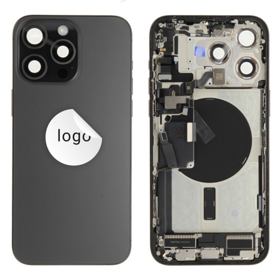 Rear cover incl. small parts (Pulled A) - Black, For iPhone 15 Pro Max Rear cover incl. small parts (Pulled A) - Black, For iPhone 15 Pro Max
