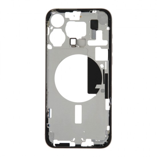 Middle frame excl. small parts (Pulled A)  - White, For iPhone 15 Pro Max