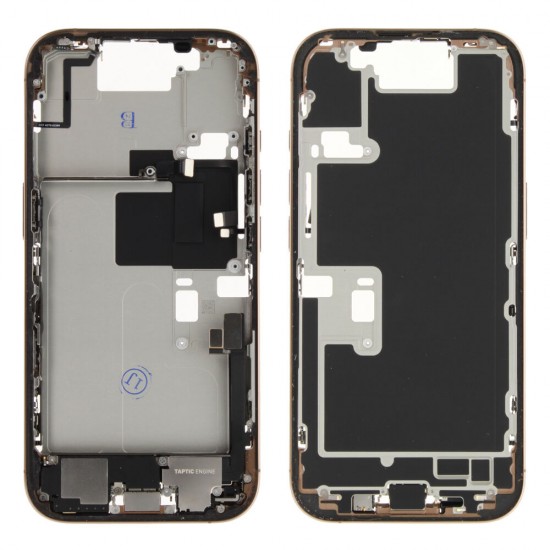 Middle frame incl. small parts (Pulled B) - Desert Titanium, For iPhone 16 Pro Middle frame incl. small parts (Pulled B) - Desert Titanium, For iPhone 16 Pro