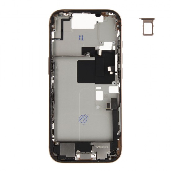 Middle frame incl. small parts (Pulled B) - Desert Titanium, For iPhone 16 Pro Middle frame incl. small parts (Pulled B) - Desert Titanium, For iPhone 16 Pro