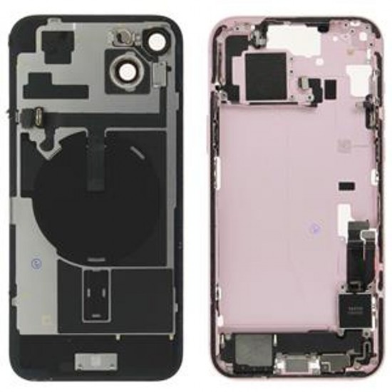 Rear cover incl. small parts (Pulled C) - Pink, For iPhone 15 Plus