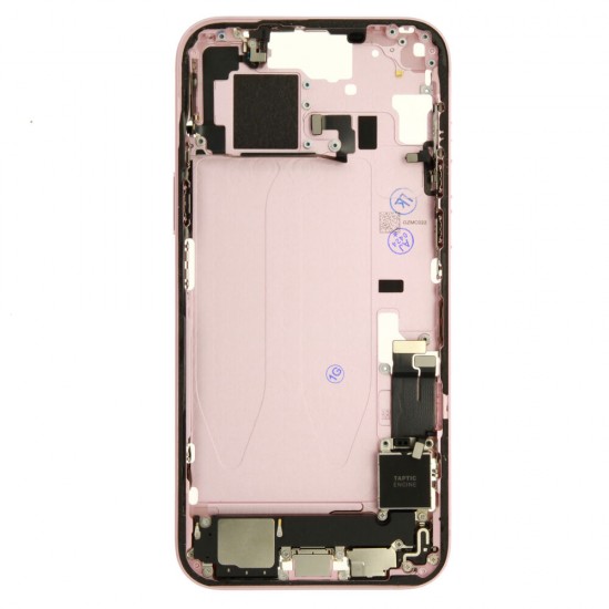 Middle frame incl. small parts (Pulled B)  - Pink, For iPhone 15 Plus