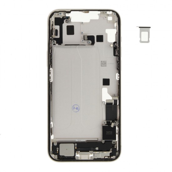 Middle frame incl. small parts (Pulled A)  - White, For iPhone 14 Plus